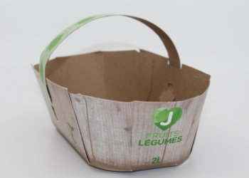#7200-Panier fruits/légumes 2L avec anse combo carton recyclable-compostable imp. générique 2 coul. (550/cse) (8cse/pal)