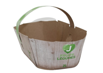 #7200-Panier fruits/légumes 2L avec anse combo carton recyclable-compostable imp. générique 2 coul. (550/cse) (8cse/pal)