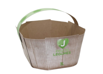 #7300-Panier fruits/légumes 3L avec anse combo carton recyclable-compostable imp. générique 2 coul. (240/cse) (12cse/pal)