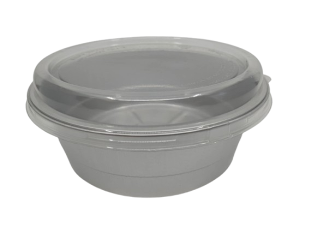 #570-Contenant argent Smoothwall 38oz avec couvercle plat 100/100 cse (42 cses/pal)