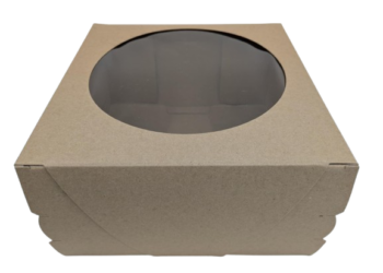 #7677-Boîte à gâteau tunnel avec fenêtre 9” x 9” x 5” kraft congélation (180/cse)(15 cses/pal)